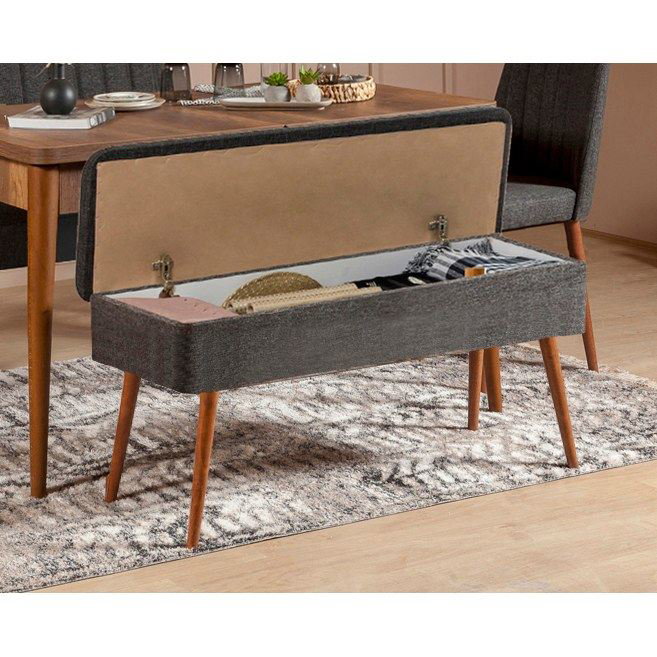 Hanah Home Vina 1053 - Conjunto de comedor extensible de 4 piezas, Nogal y Antracita Hanah Home Vina 1053 - Conjunto de comedor extensible de 4 piezas, Nogal y Antracita